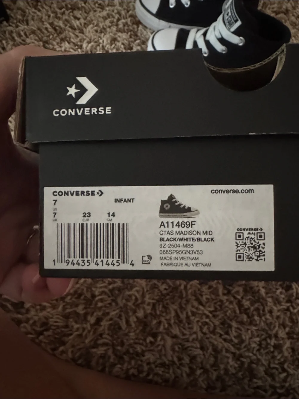 NWT! Converse Kids Black and White High Top Sneakers